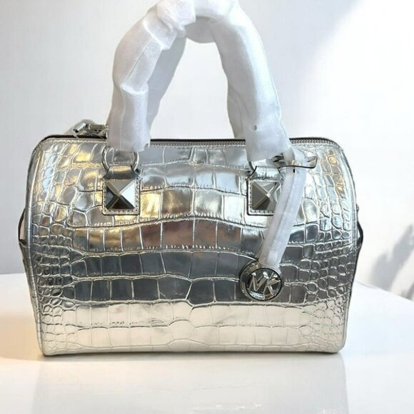 NWT Michael Kors Silver Satchel - Picture 4 of 14